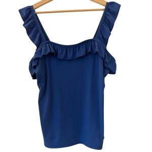 NWOT‎ Women's Blue Ruffled Top
